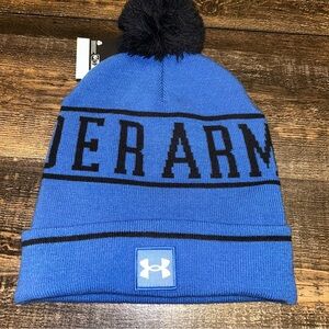 Under Armor Unisex Beanie Pom Cuffed Blue Adult Unisex OSFM NWT